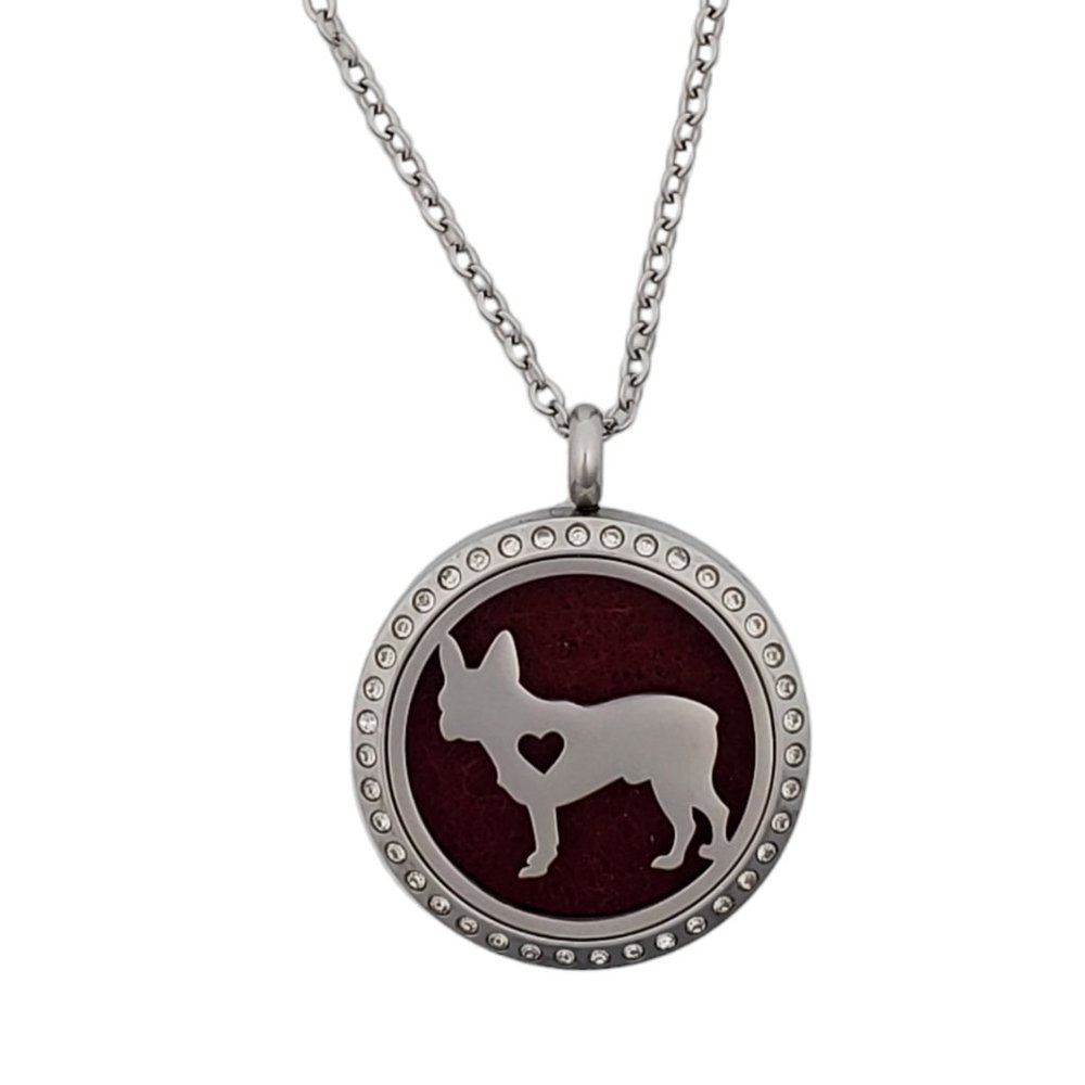 Dog Pug French Bulldog Stainless Steel Essential Oil Necklace NEW - Picture 4 of 10